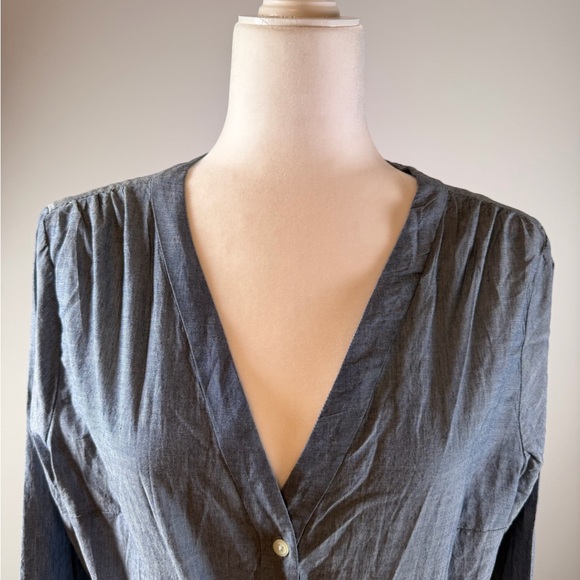 GAP Chambray Long Sleeve Button Front Fit & Flare Dress Size 14 - Picture 4 of 6